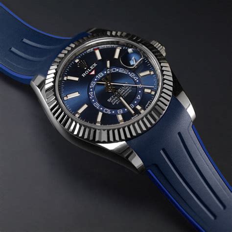 rolex sky dweller blue leather strap|Rolex Sky-Dweller straps.